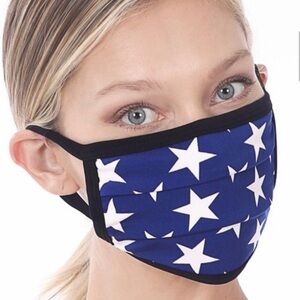 🔴 5 for $10 ONE Zenana Star Print Blue Face Mask